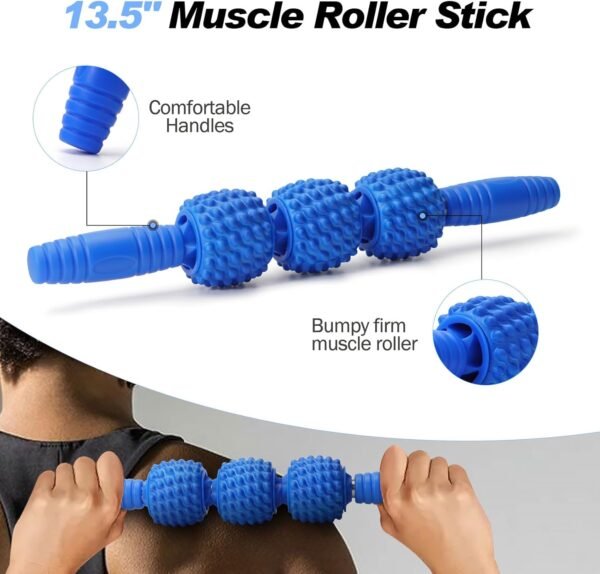 5-in-1 Foam Roller Set for Deep Tissue Massage, Muscle Pain Relief, Improved Mobility, High-Density Back Roller for Whole Body Relieves Muscle Pain Muscle Massage (Blue) - Image 4