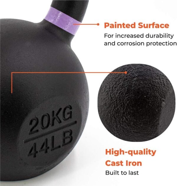 Shogun Cast Iron Kettlebell with LB and KG Markings - Premium Quality Kettlebells Constructed from Cast Iron- Enhance Your Strength Training with this Versatile and Reliable Kettlebell - Image 5