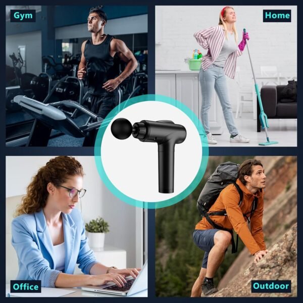 JQX Massage Gun Deep Tissue, High Percussion Back Neck Massager for Athletes, Handheld Muscle Massager Gun with 30 Speed Levels 9 Replacable Heads, Gift for Men & Women (Black) - Image 9