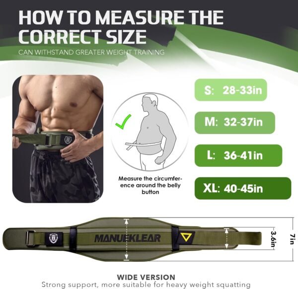 Weight Lifting Belt, Lifting Belts for Women Men, MANUEKLEAR Weightlifting Belt Quick Locking Back Support for Bodybuilding, Fitness, Powerlifting, Cross Training, Squats, Workout, Exercise - Image 6