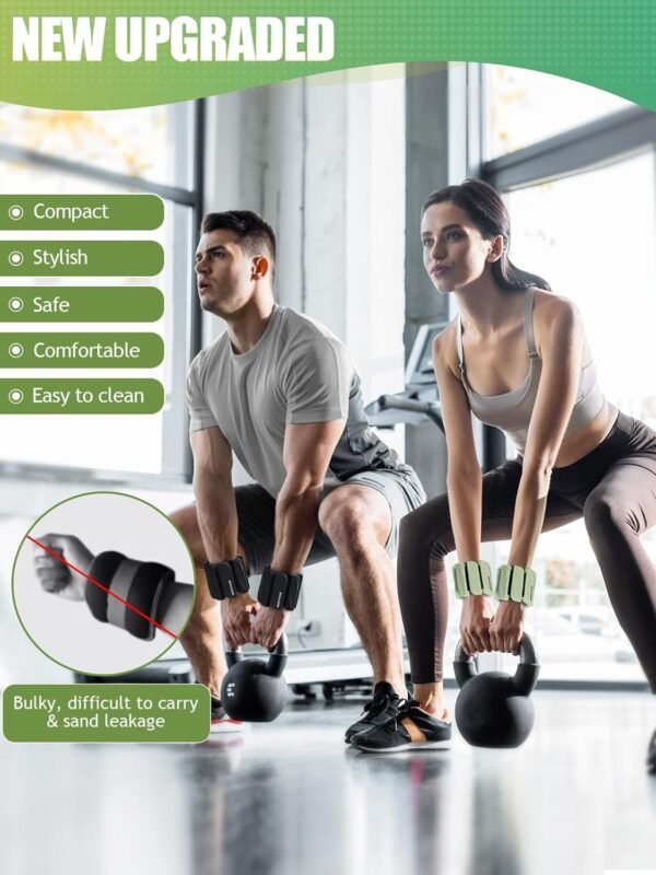 Ankle Weights for Women Men Adjustable 1LB Wrist Weights Bracelet Set of 2 for Home Gym Weighted Bangles Wristbands Leg Arm Weights for Walking Swimming Running Pilates Yoga Gym - Image 3