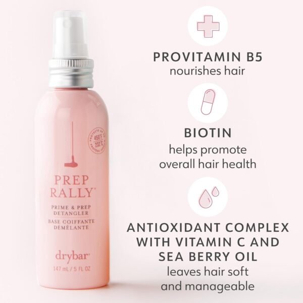 Drybar Prep Rally Prime & Prep Detangler | Nourishes Hair, Detangles with Ease, Leaves Hair Soft & Manageable, Protects Hair, Cruelty Free - Image 7