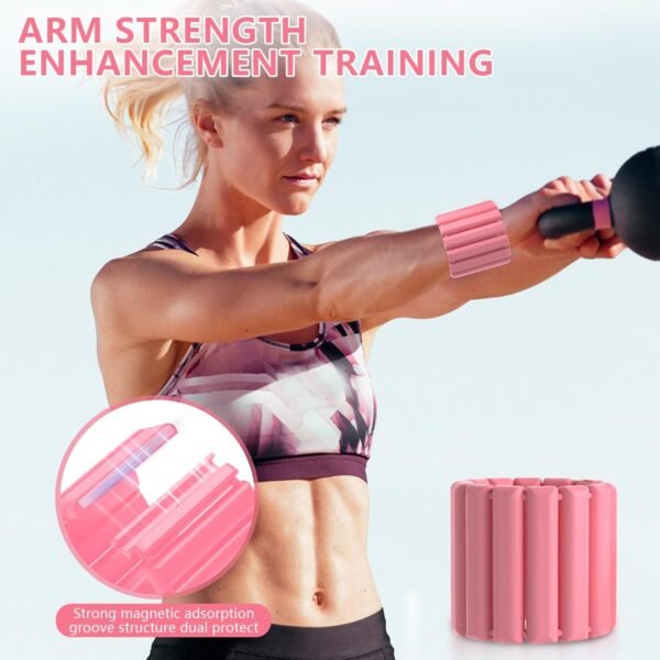 Adjustable locking Pilates wrist and ankle weight 2-piece set (1 pound each). Suitable for women walking, yoga, dancing, barbell, gym, swimming, aerobic exercise wearable arm and leg weight set - Image 5