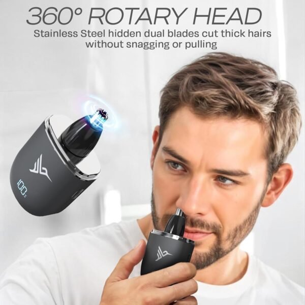 HUMMINGBIRD MK12 Ear & Nose Hair Trimmer for Men – Compact Precision Detailer for Nose, Ears, Eyebrows & Sideburns, Portable, Waterproof, USB C Rechargeable, LED Display - Image 3