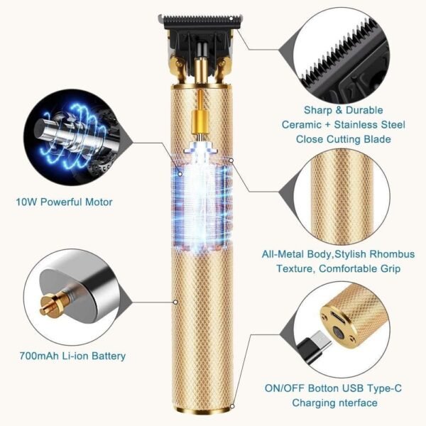 Professional Hair Clippers for Men Electric Haircut Kit Hair Trimmer Grooming Waterproof Rechargeable Close Cutting T Blade Trimmer USB Rechargeable Clippers for Hair Cutting with Guide Combs - Image 4