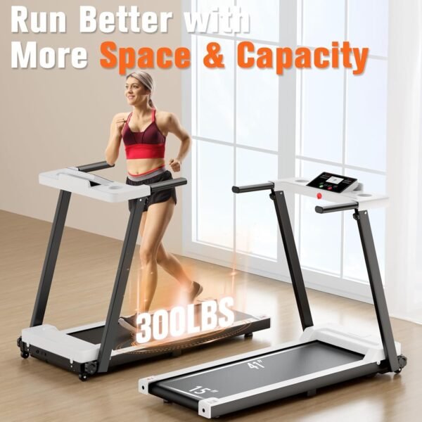 Folding Treadmill, 300LBS Capacity Compact Running Machine with LED Display, 3.0HP for Walking, Jogging & Running, Portable Treadmills for Home & Office Use - Image 7
