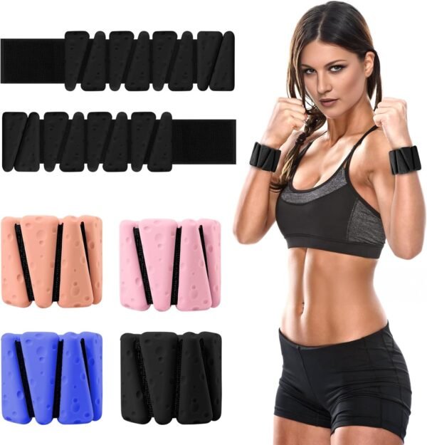 Wrist Weights Set of 2, Adjustable Wrist Ankle Weights for Women and Men, Silicone Weighted Bangles for Walking Yoga Pilates Running Dance Gym 2lb - Image 2