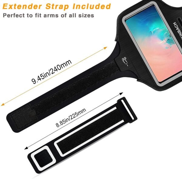 Armband for Samsung Galaxy S24/S23/S22/S21/S20/S10/S9/S8 up to 6.2", Water Resistant Running Exercise Gym Bag with Card Slot and Key Holder (Black) - Image 3