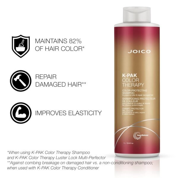 Joico K-PAK Color Therapy Color-Protecting Shampoo | For Color-Treated Hair | Boost Shine | Improve Elasticity | Repair Breakage | Rebuild Damaged Hair | With Keratin & Argan Oil - Image 4