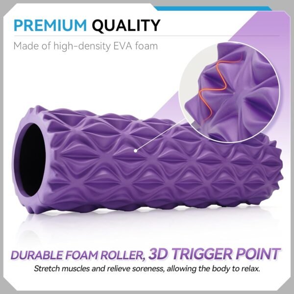 Foam Roller, 15inch Deep Tissue Massager for Muscle Massage, Myofascial Trigger Point Release, Exercise, Yoga, Pilates(Purple) - Image 4