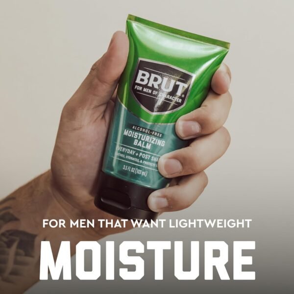 BRUT Moisturizing Balm - Soothing Men’s Face Moisturizer with Signature Scent - Lightweight and Grease-Free Aftershave Lotion - 3.5 oz - Image 5