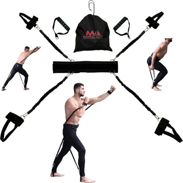 Boxing Resistance Bands for MMA Martial Arts Resistance Training at Home for Punches/Kicks, 150lbs Exercise Bands Full Body Fitness Workout to Enhance Explosive Power/Speed/Agility - Image 4