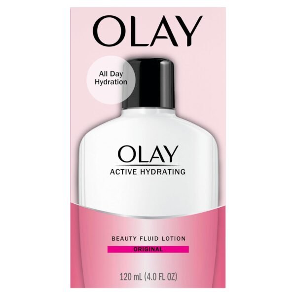 Olay Face Moisturizer, Active Hydrating Beauty Fluid Lotion, Original Facial Moisturizer, 4 Oz. (Pack of 2) - Image 2