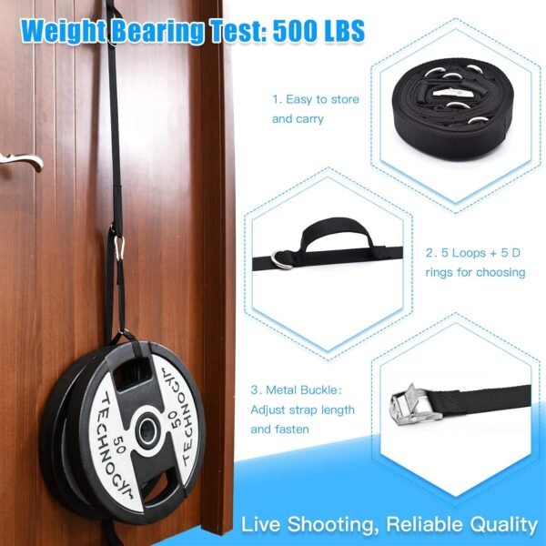 Brebebe Door Anchor Strap for Resistance Bands Exercises, Multi Point Anchor Gym Attachment for Home Fitness, Portable Door Band Resistance Workout Equipment, Easy to Install, Punch-Free, Nail-Free - Image 7