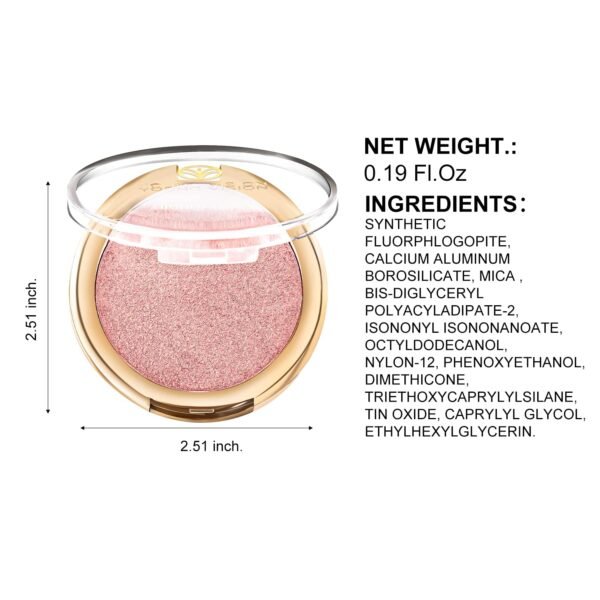 YOUNG VISION Baked Highlighter Powder Palette, Sheer Pearl Shimmer Shades for Face Highlighter Makeup, Rose/Pink Blush Powder, Highly Pigmented Iluminadores de Maquillaje, 0.19 Oz(Pack of 1) - Image 5