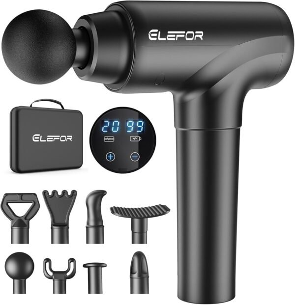 Massage Gun Deep Tissue,Percussion Massager Gun for Athletes Muscle Massage Gun for Pain Relief with 10 Massage Heads & 20 Speeds (Matte Black) - Image 2