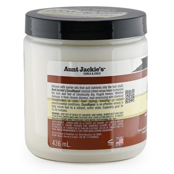 Aunt Jackie's Coconut Crème Recipes Coco Repair Deep Hair Conditioner, Delivers Nourishment, Stops Damage, Breakage for Natural Curls, 15 oz - Image 5