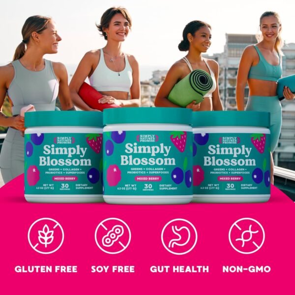 Simply Nature's Promise Blossom Nutrition - Daily Greens & Superfood Powder + Collagen + Probiotics for Women's Digestive Health & Bloating Relief. Help Your Health Bloom - 30 Day Supply - Image 5