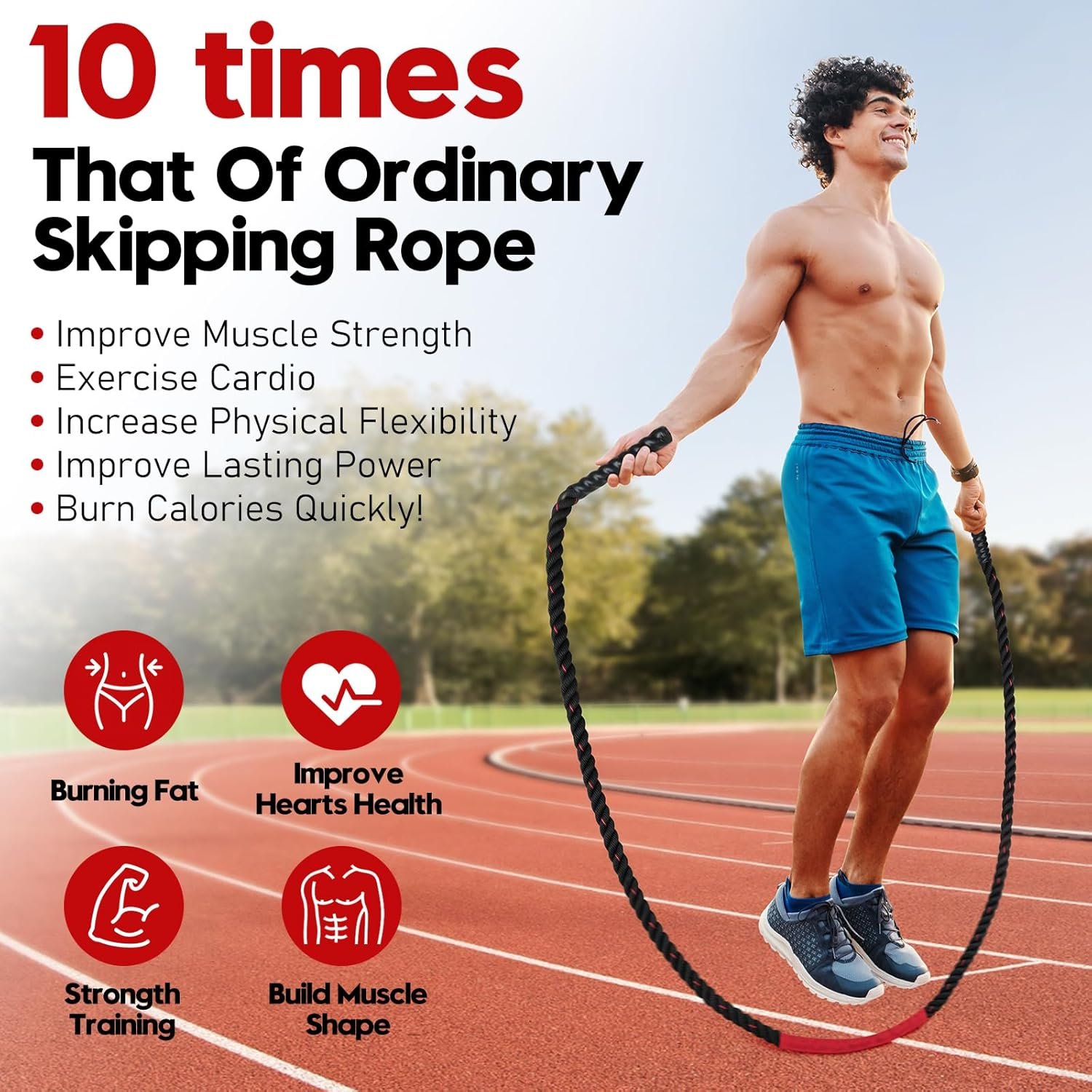 Jump Rope, 3lb 4lb 5lb Weighted Jump Rope for Fitness, 9.8ft Heavy Exercise Jumping Ropes, Adult Skipping Rope for Men Women Improve Strength,Building Muscle,Boxing,Home Workout Equipment,Gym Gift - Image 6
