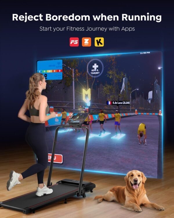 Walking Pad Treadmill with Incline, 2 in 1 Foldable Treadmills for Home Small Office, 300lbs Portable Compact Under Desk Treadmill with App, Remote Control and LED Display - Image 5