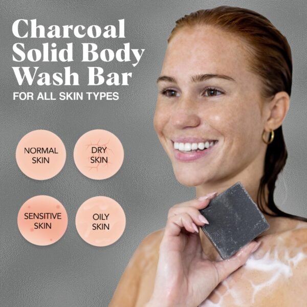Kitsch Charcoal Soap Bar - Black Soap Bar for Detoxifying Skin | Charcoal Bar Soap for Men | Activated Charcoal Soap for Women Made in USA | Carbonic Soap Bar & Vegan Black Bar Soap for Oily Skin, 4oz - Image 5