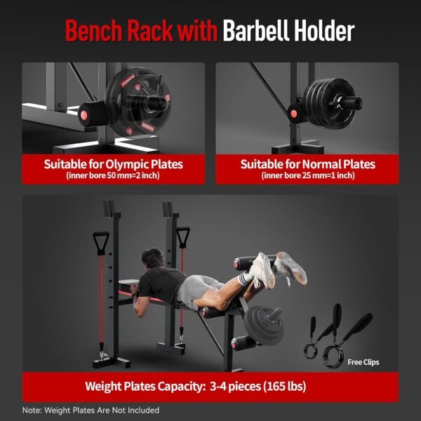 HARISON 6 in 1 Weight Bench Set with Leg Extension and Preacher Curl, 660LBS Workout Bench Press Rack for Home Gym with Resistance Bands - Image 7