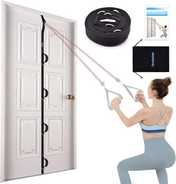 Brebebe Door Anchor Strap for Resistance Bands Exercises, Multi Point Anchor Gym Attachment for Home Fitness, Portable Door Band Resistance Workout Equipment, Easy to Install, Punch-Free, Nail-Free - Image 2