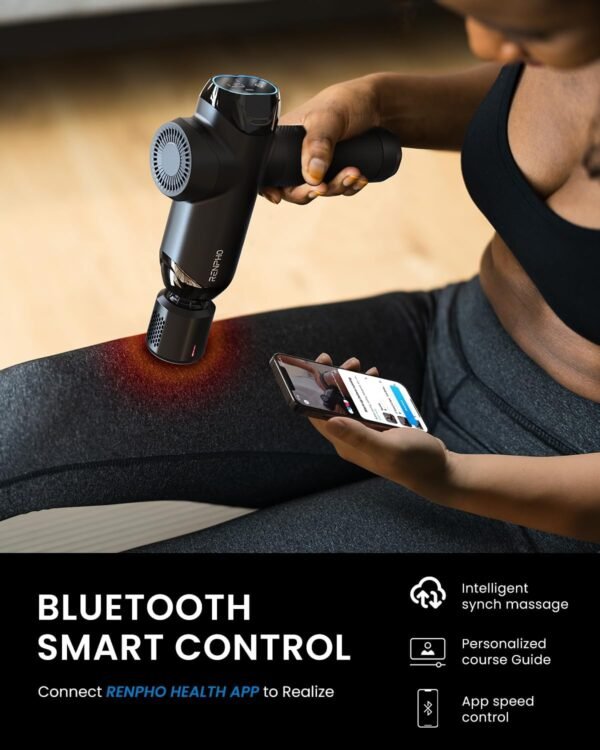 RENPHO Massage Gun Deep Tissue with Heat and Cold, FSA HSA Eligible Percussion Muscle Massage Gun Bluetooth, Handheld Massager Gun, Power+ Thermacool - Image 4