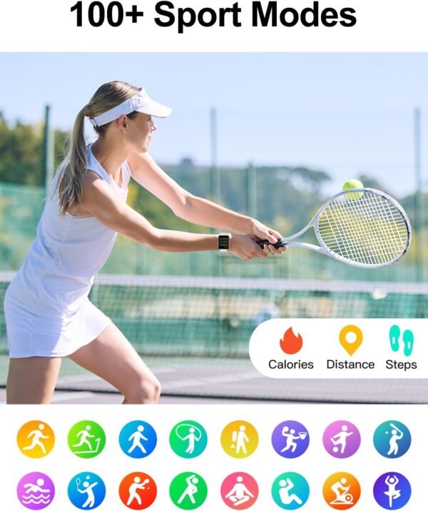 Smart Watch (Answer/Make Calls), 1.85" Smart Watches for Men Women Digital Watch Fitness Tracker with 100+ Sport Modes Heart Rate Monitor Watch for iOS Android Phones Waterproof Milky White - Image 4