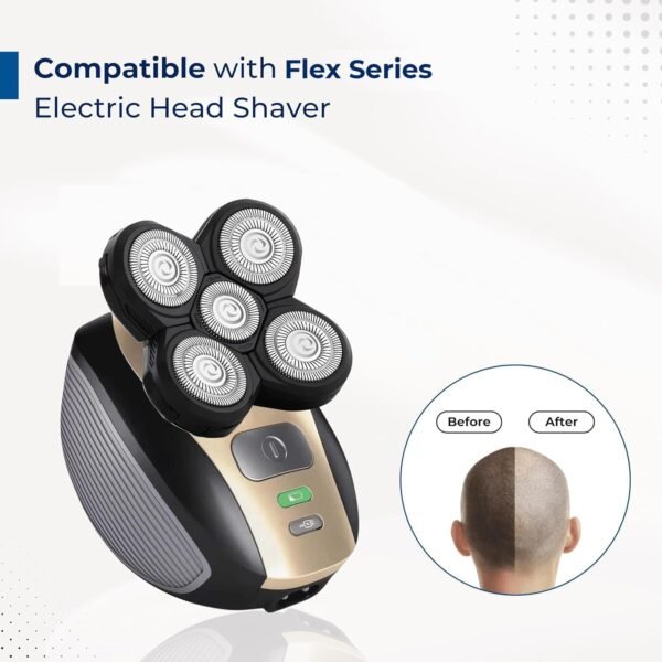 Shaver Replacement Blades Compatible with Freebird Head Electric Razor Shaving, 5 Blades Shaver Replacement Heads for Head Shavers for Bald Men, Replacement Blades for Head Shaver Kit (1 Pack) - Image 3