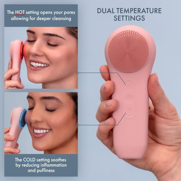 Facial Cleansing Brush, Rechargeable Electric Silicone Face Scrubber Exfoliator, Waterproof Silicone Face Brush Cleanser w/Fast USB-C Charger, Massaging & Face Exfoliator Scrubber for Men & Women - Image 3