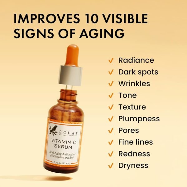 Vitamin C Face Serum - Dark Spot Remover Facial Serum, Vit C Serum with Hyaluronic Acid, Ferulic Acid, & Vit E - Anti Aging and Skin Brightening Serum, Pure Vitamin C Serum Skin Care 30 ml - Image 3