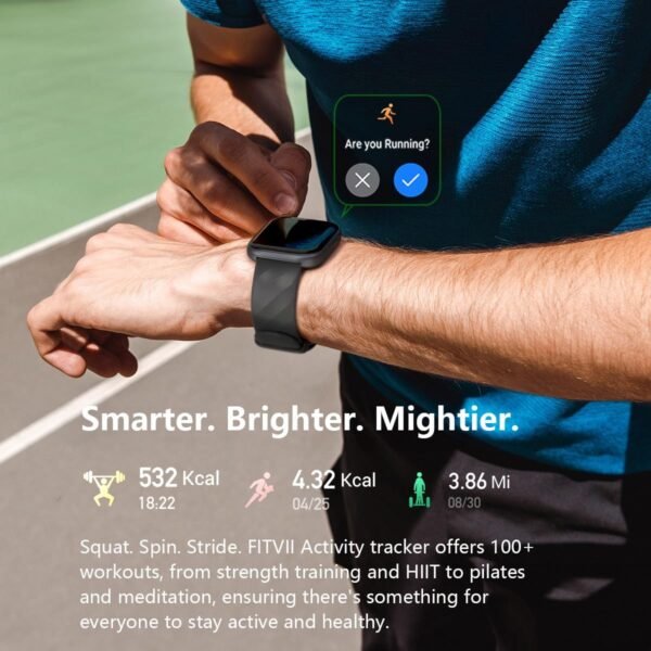 FITVII Health & Fitness Tracker (Answer/Make Calls), Smart Watch with 24/7 Heart Rate and Blood Pressure, Sleep Tracking, Blood Oxygen Monitor, 120+ Sport Mode Activity Tracker for Women Men - Image 6
