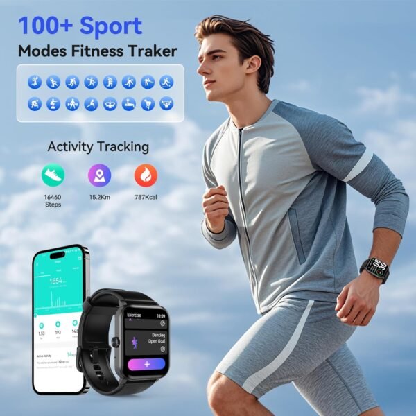 Smart Watch(Answer/Make Call), 1.85'' HD Smartwatch for Men Women, 2025 Fitness Tracker with 100+ Sport Modes, Heart/Sleep Monitor/Pedometer IP68 Waterproof Fitness Watch for Android iOS - Image 7