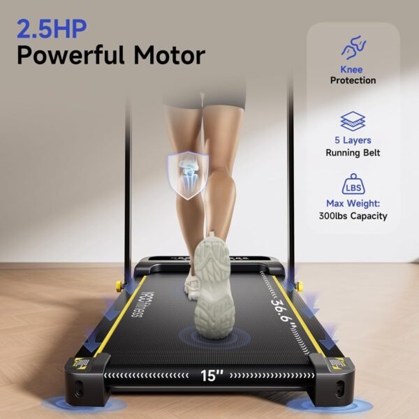 Foldable Treadmill with Incline, Walking Pad with Handle Bar 3 Level Incline, Portable Folding Treadmills for Home/Office 300 Lbs Capacity, Quiet Desk Treadmill with Remote Control & APP - Image 6