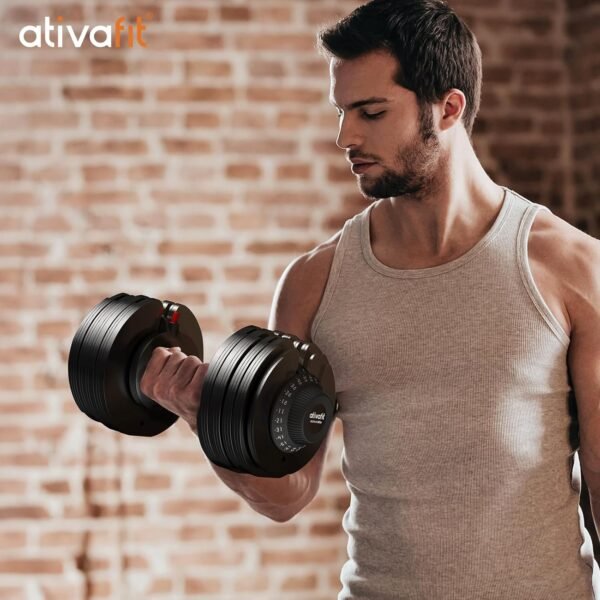 Ativafit 27.5 LBS/66LBS/88LBS Adjustable Dumbbell Set with Anti-slip Handle 12 In 1 Quick Dial Adjustment Weights With Safety Locking Button Space Saving Strength Training for Full Body Home Gym Workout - Image 9