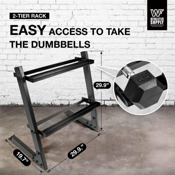 WF Athletic Supply 200Lb Dumbbell Set, 10-30Lb Dumbbell Set with Two-Tier Storage Rack for Muscle Toning, Strength Building & Weight Loss - Multiple Choices Available - Image 4