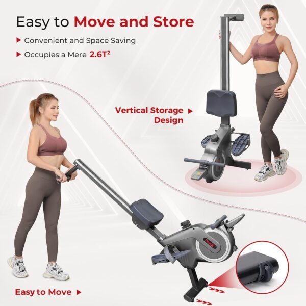 Dripex Rowing Machines for Home, Rowing Machine Max 350LBS, Magnetic Rower with 16 Levels of Workout Resistance, Durable Slide Rail, Bluetooth App Supported, LCD Monitor, Row Machine for Gym Exercise - Image 7