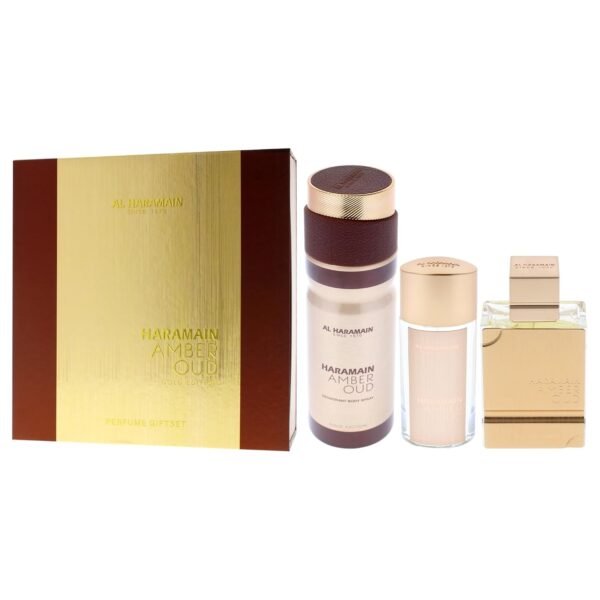 Al Haramain Amber Oud - Gold Edition for Unisex - 3 Pc Gift Set 2.5oz EDP Spray, 1oz EDP Spray, 6.6oz Body Spray - Image 5