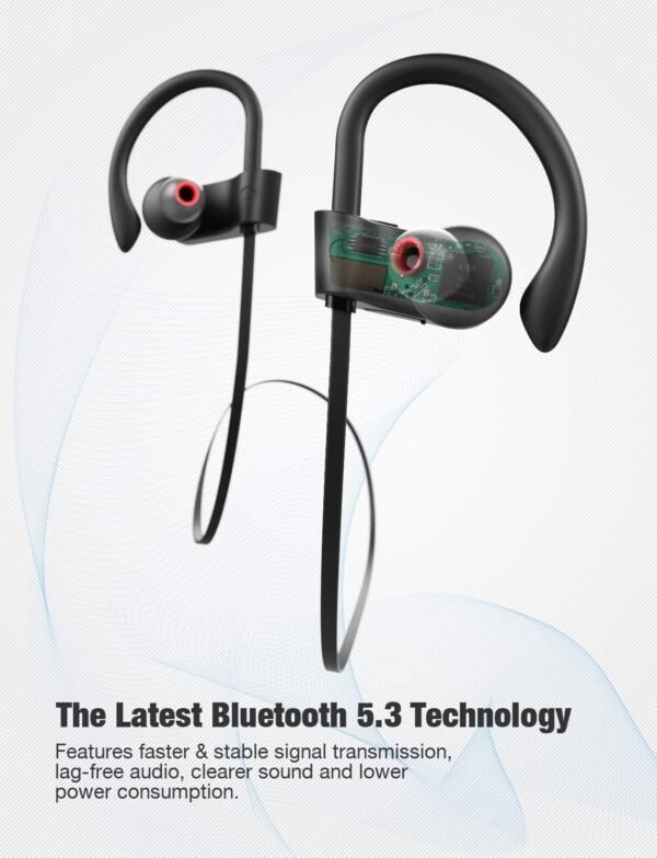 Otium Bluetooth Earbuds Wireless Headphones Bluetooth Headphones, Sports Earbuds, IPX7 Waterproof Stereo Earphones for Gym Running 15 Hours Playtime Sound Isolation Headsets,Black - Image 8