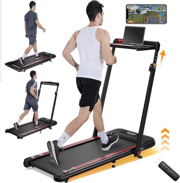 Walking Pad Treadmill, 3.0HP Under Desk Treadmill with Handle Bar and Incline, 300lbs Capacity with Removable Desk Workstation, Foldable Treadmill with Remote Control, APP for Home Office - Image 2
