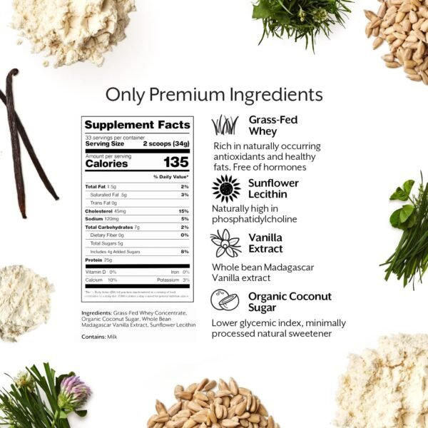 Promix Whey Protein Powder, Vanilla - 2.5lb Bulk - Grass-Fed & 100% All Natural - ­Post Workout Fitness & Nutrition Shakes, Smoothies, Baking & Cooking Recipes - Gluten-Free & Keto-Friendly - Image 5