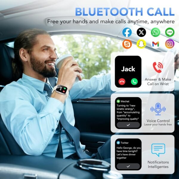 Smart Watch for Men Women, 1.96" Smartwatch (Answer/Make Call), IP68 Waterproof Fitness Tracker, 112+ Sport Modes, Heart Rate and Sleep Monitor, Pedometer, Smartwatches for Android iOS, Beige White - Image 5