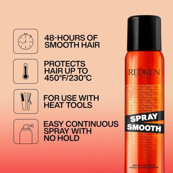 Redken Spray Smooth Anti Frizz Treatment Spray | Frizz Control and Heat Protectant for Hair | Instant Smoother | With Citric Acid | Paraben, Sulfate & Silicone-Free - Image 4