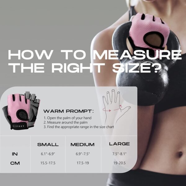 LIFECT Essential Breathable Workout Gloves, Weight Lifting Fingerless Gym Exercise Gloves with Curved Open Back, for Powerlifting, Women and Men - Image 4