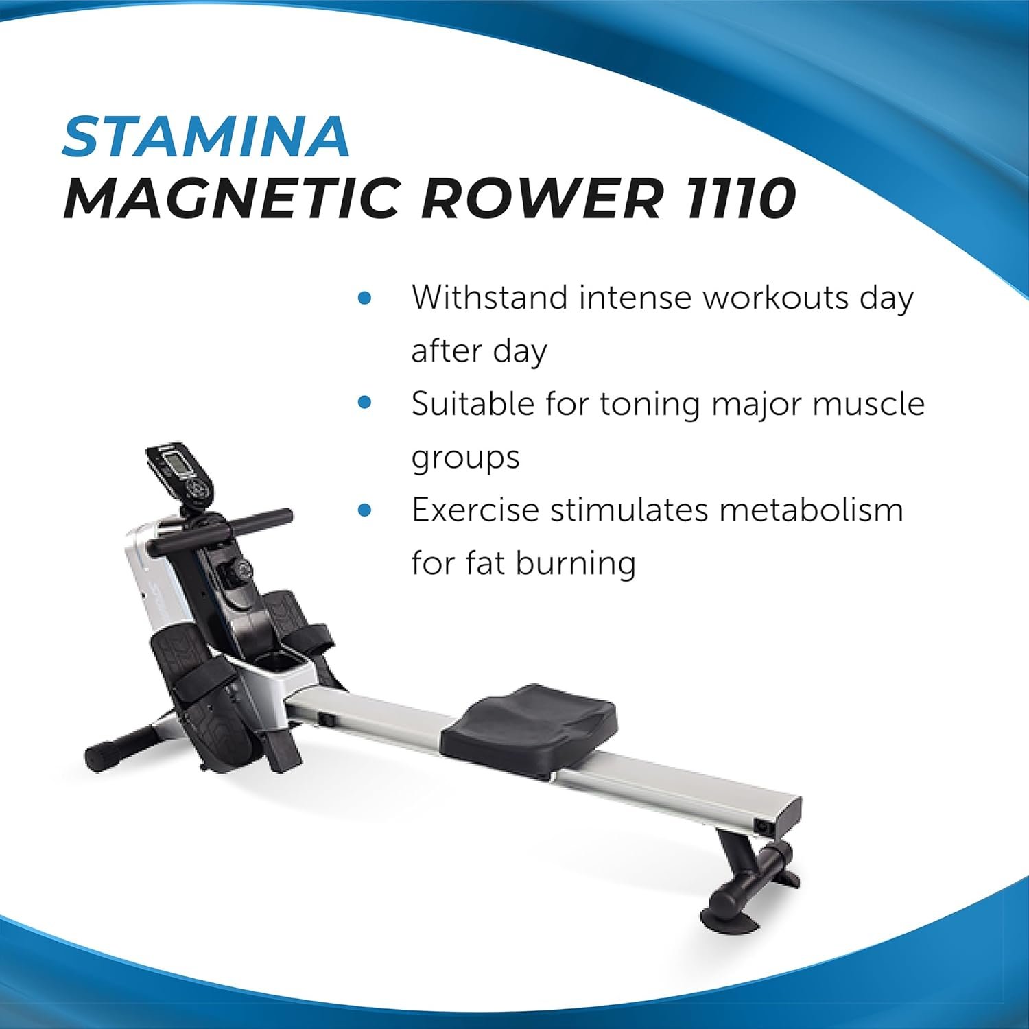 Stamina Magnetic Rower - Rower Machine with Smart Workout App - Rowing Machine with Magnetic Resistance for Home Gym Fitness - Up to 250 lbs Weight Capacity - Image 3