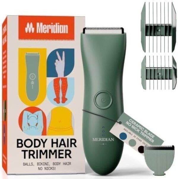 Meridian - The Starter Package - Original Electric Body & Pubic Hair Trimmer Set, 1 Replacement Blade - Cordless, Waterproof, Rechargeable - for Men and Women - Easy & Pain-Free Grooming Kit - Sage - Image 2