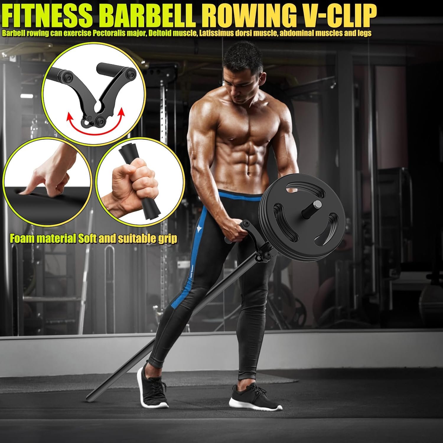 V Bar Row Landmine Handle Attachment for Barbell Bars, Solid Double D Handle, T-Bar Row Handle Attachments with Non-Slip Rubber Grip, Fits Olympic Bar Strength Training Bar - Image 7