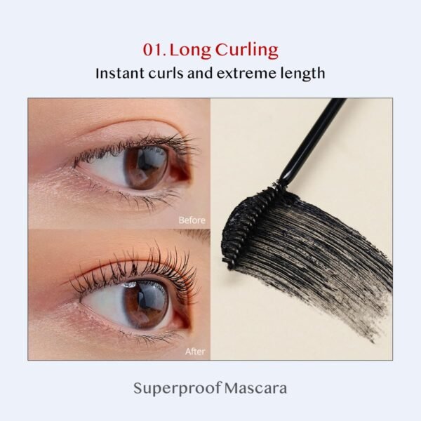 CLIO Long & Curl up Waterproof Black Mascara, Volumizing & Lengthening, Long-wearing Mascara (#01) - Image 3