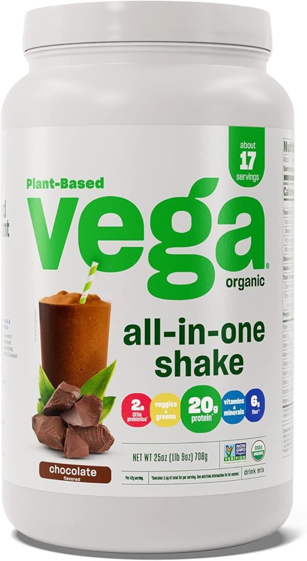 Vega Organic All-in-One Vegan Protein Powder, Chocolate - Superfood Ingredients, Vitamins for Immunity Support, Keto Friendly, Pea Protein for Women & Men, 25 Oz (Packaging May Vary) - Image 2